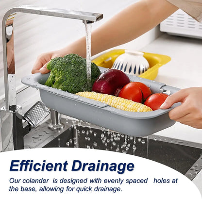 Collapsible Drain Basket, Kitchen Sink Strainer, Vegetable Wash Basket, Storage Rack, Fruit and Vegetable Drain Basket, Milky White, Draining Utensils,