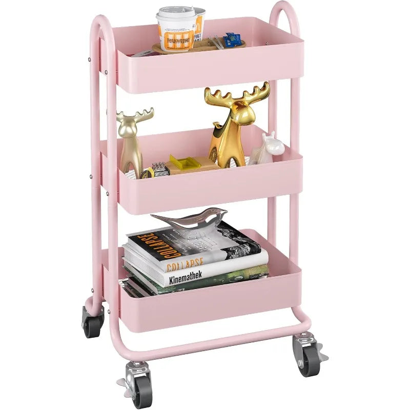 3-Tier Rolling Cart for Kitchen, Bathroom & Home Storage