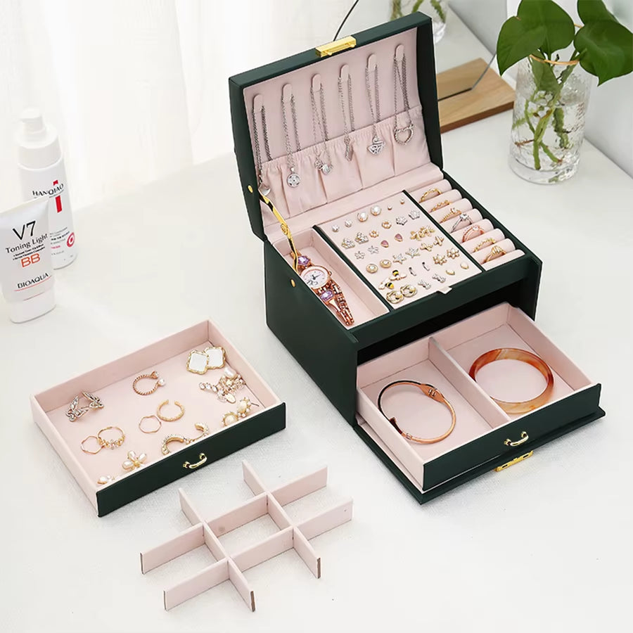 Lockable 3-Tier Jewelry Organizer – Travel & Home Use