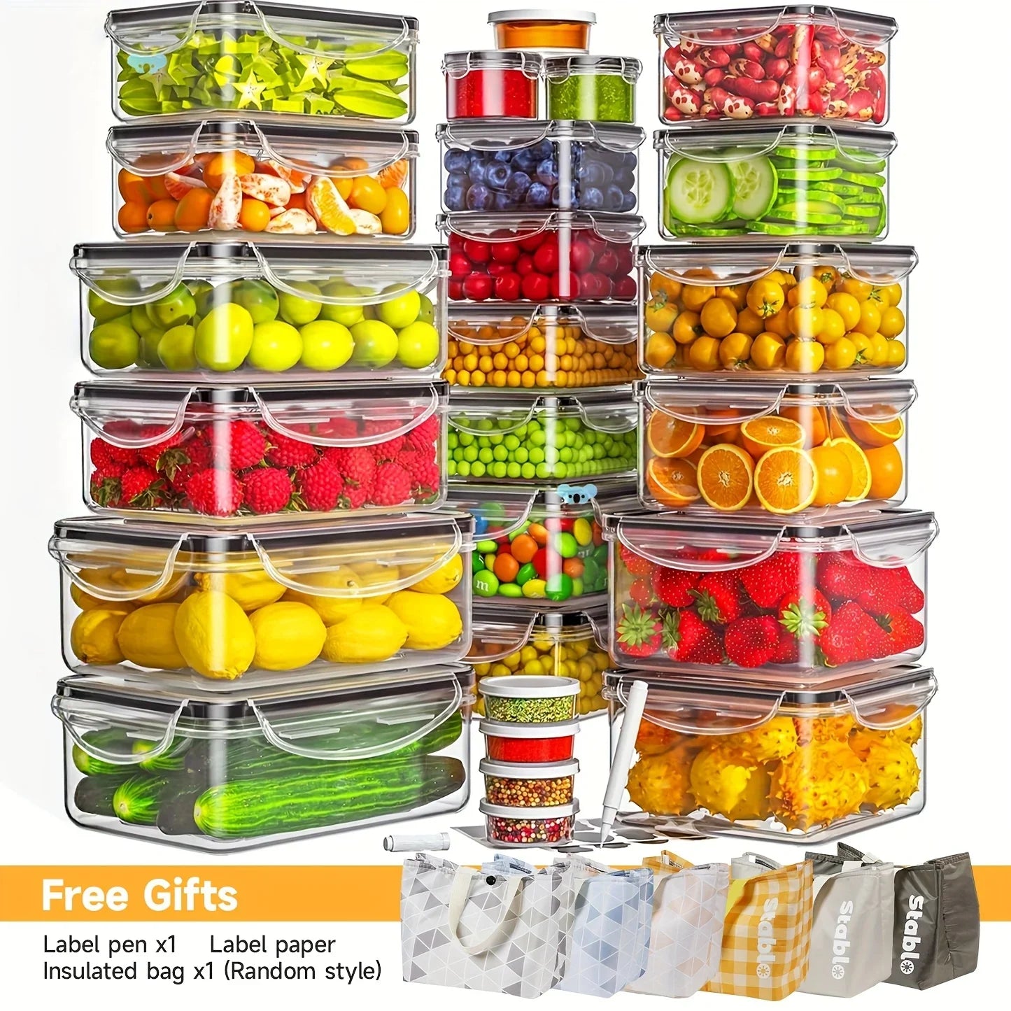 48-Piece Food Storage Set for Pantry & Kitchen Organization