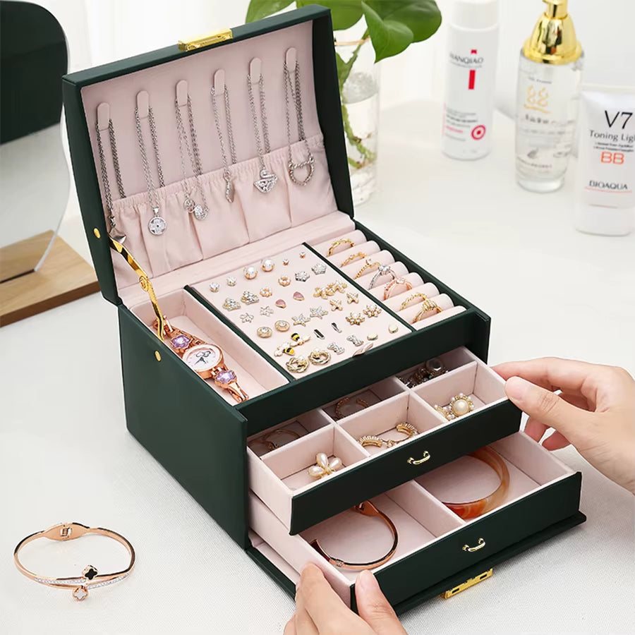 Lockable 3-Tier Jewelry Organizer – Travel & Home Use