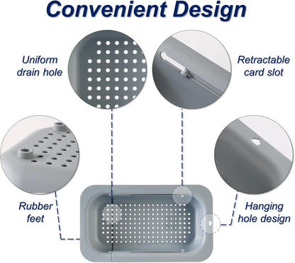 Collapsible Drain Basket, Kitchen Sink Strainer, Vegetable Wash Basket, Storage Rack, Fruit and Vegetable Drain Basket, Milky White, Draining Utensils,