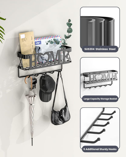 Wall Mounted Key Organizer – Hooks and Mail Holder