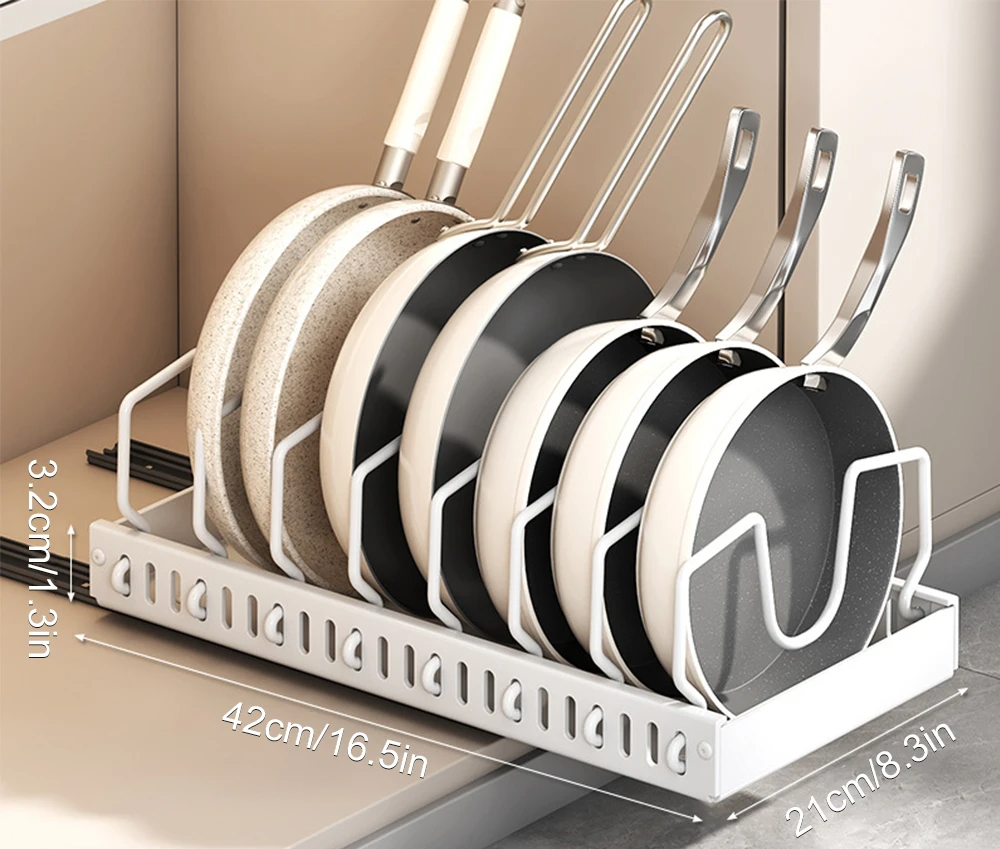 Pull-Out Pots and Pans Organizer with Adjustable Dividers