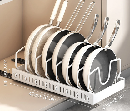 Pull-Out Pots and Pans Organizer with Adjustable Dividers