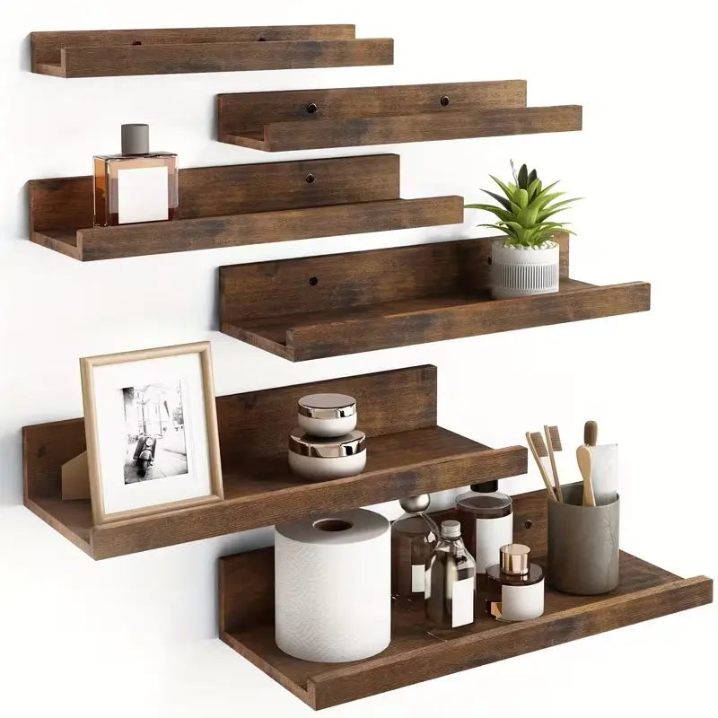 Wooden Floating Shelves Set – Easy Storage & Home Decor