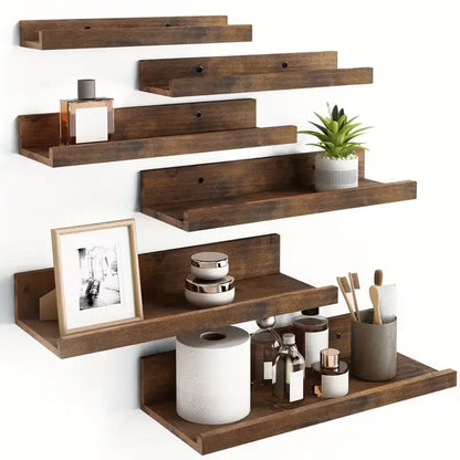 Wooden Floating Shelves Set – Easy Storage & Home Decor