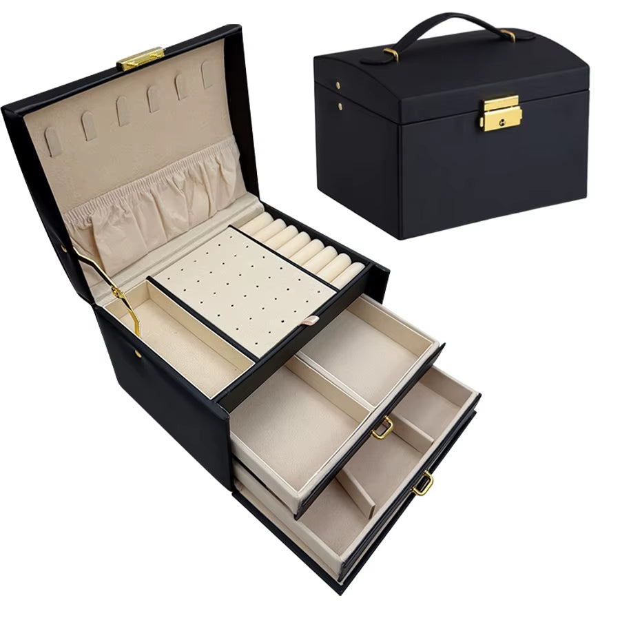 Lockable 3-Tier Jewelry Organizer – Travel & Home Use