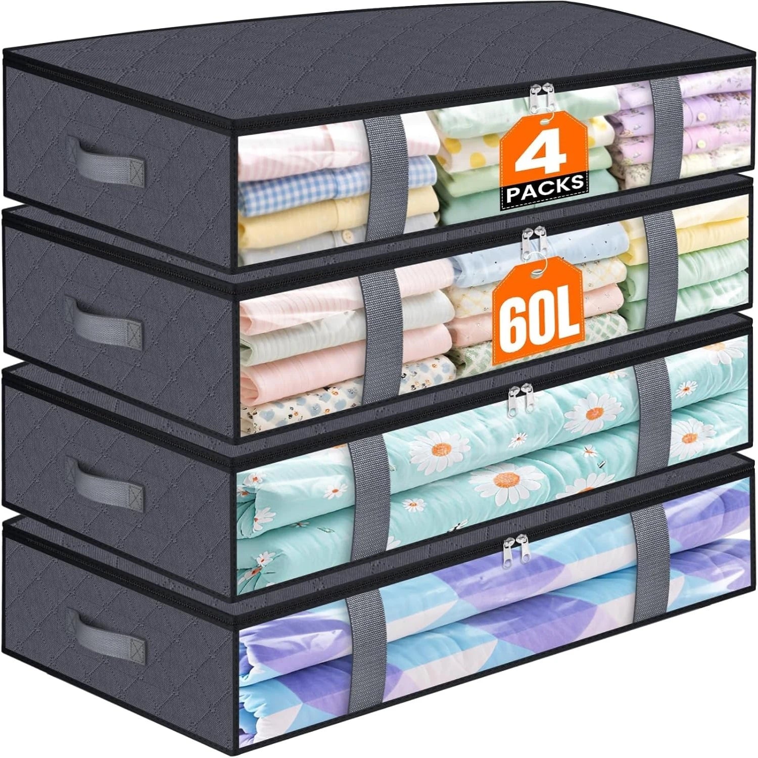 4-Pack Under Bed Storage Bags – Space Saving Organizer