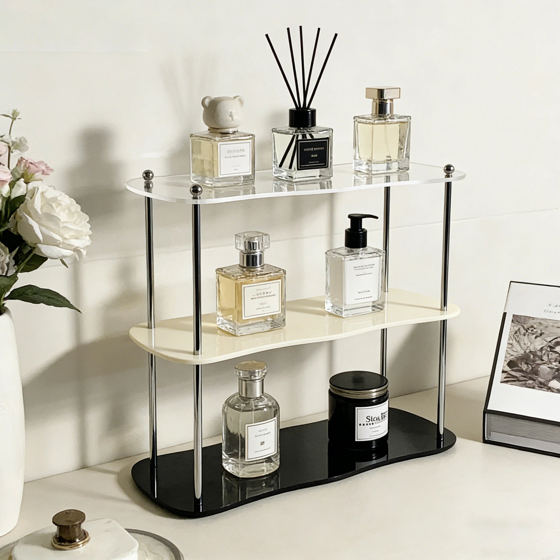 Clear Acrylic Storage Rack – Perfume & Cosmetic Organizer