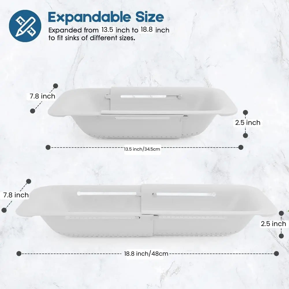 Collapsible Drain Basket, Kitchen Sink Strainer, Vegetable Wash Basket, Storage Rack, Fruit and Vegetable Drain Basket, Milky White, Draining Utensils,