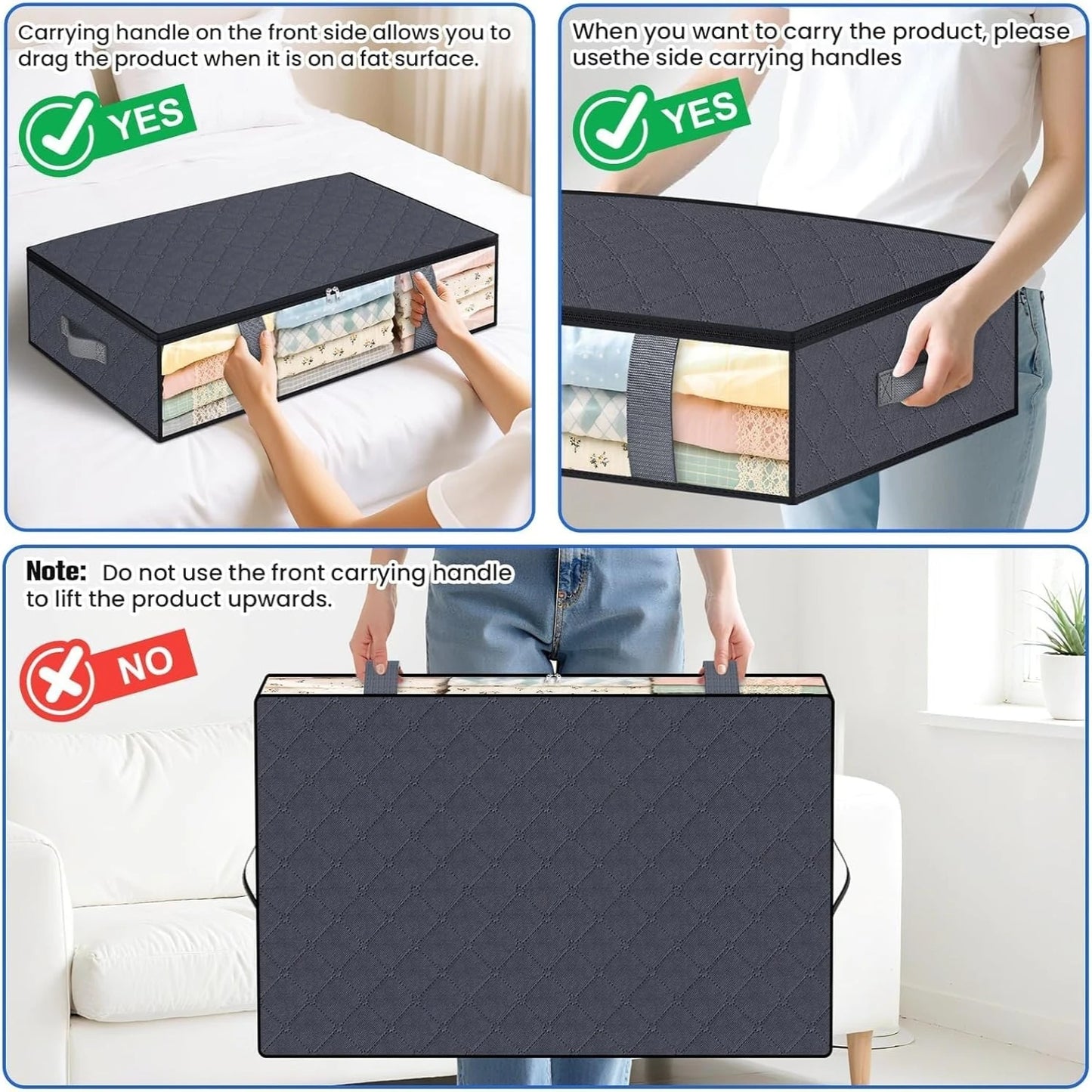 4-Pack Under Bed Storage Bags – Space Saving Organizer