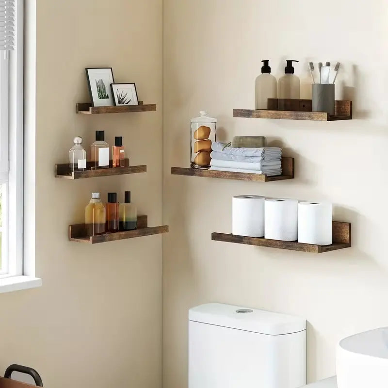 Wooden Floating Shelves Set – Easy Storage & Home Decor