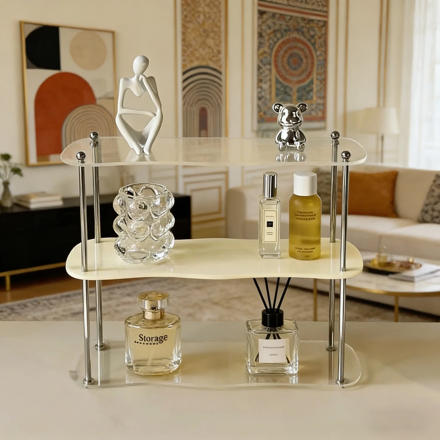 Clear Acrylic Storage Rack – Perfume & Cosmetic Organizer