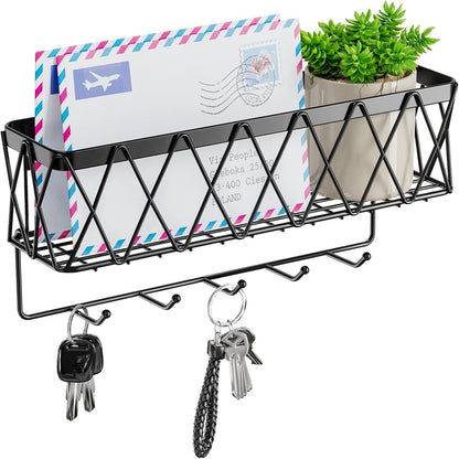 Wall Mounted Key Organizer – Hooks and Mail Holder