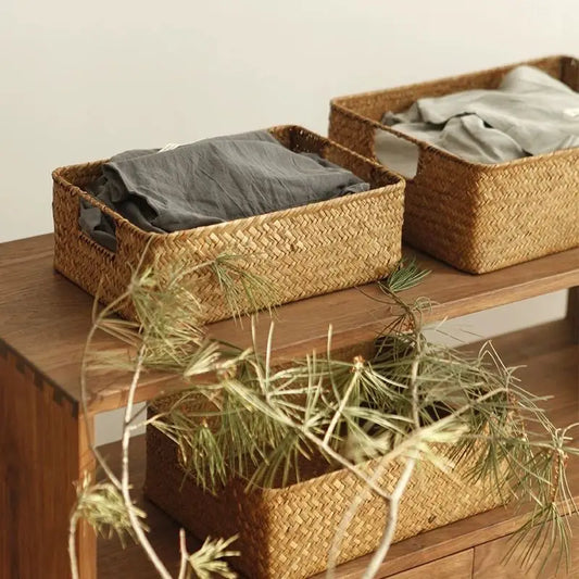 Handwoven Seagrass Basket for Stylish Storage & Decor