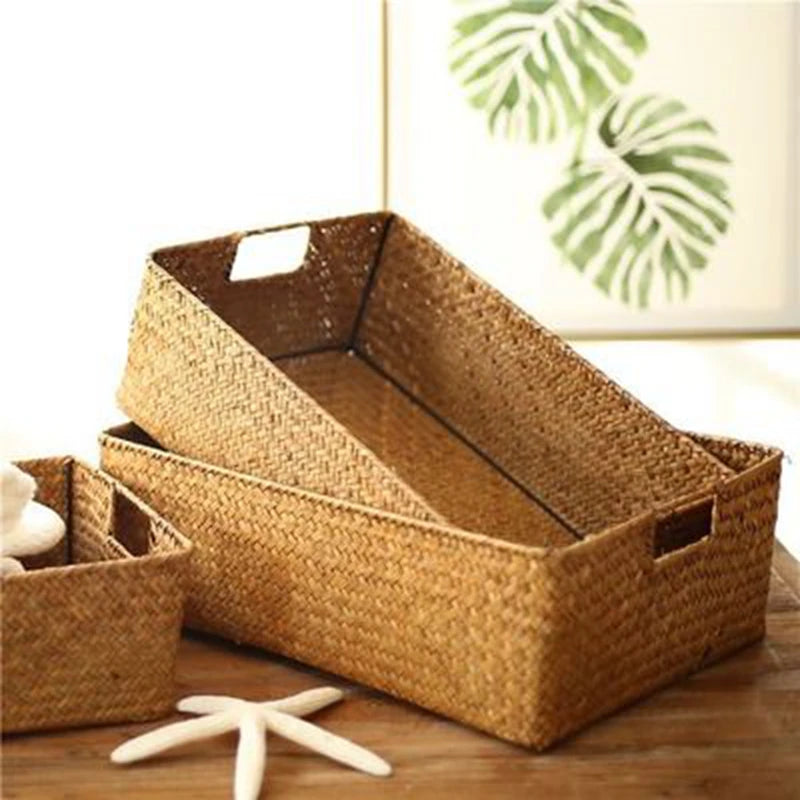 Handwoven Seagrass Basket for Stylish Storage & Decor