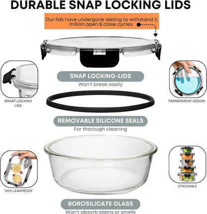 30-Piece Glass Containers for Fresh Food Storage & Lunches