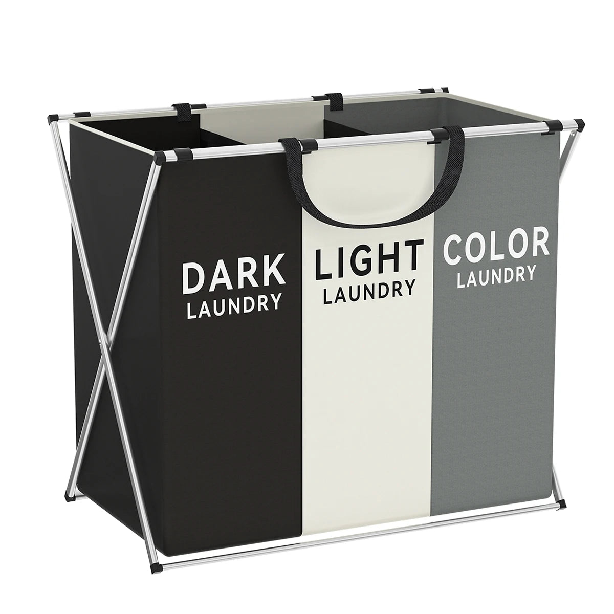 3-Section Laundry Hamper – Foldable Clothes Organizer Bin