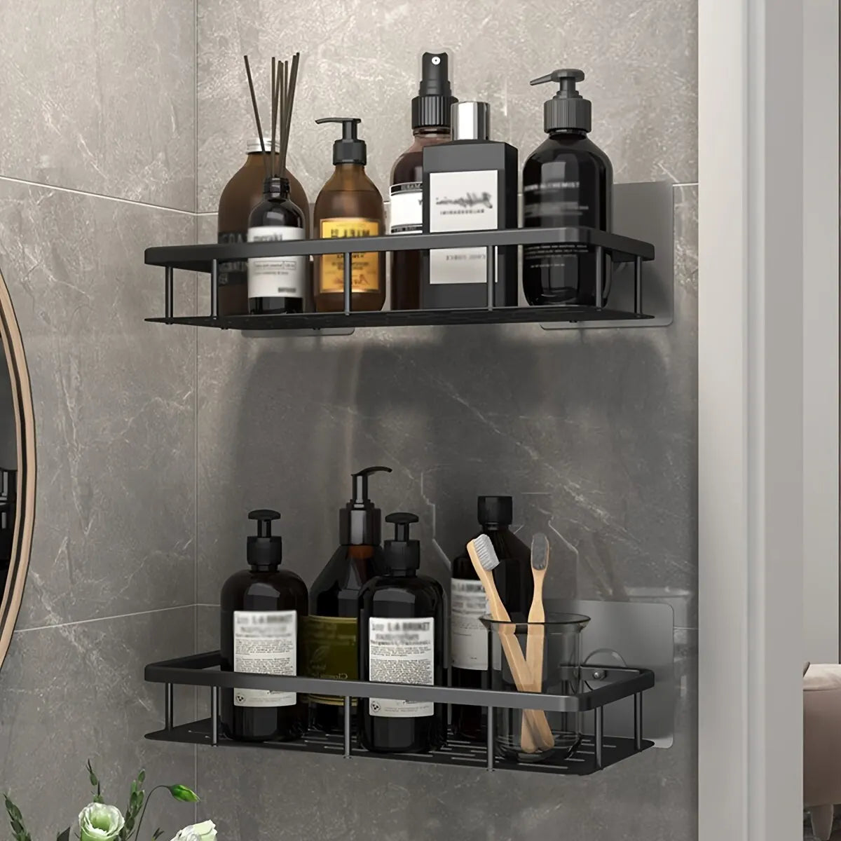Wall Mounted Bathroom Shelf – No Drill Shower Organizer