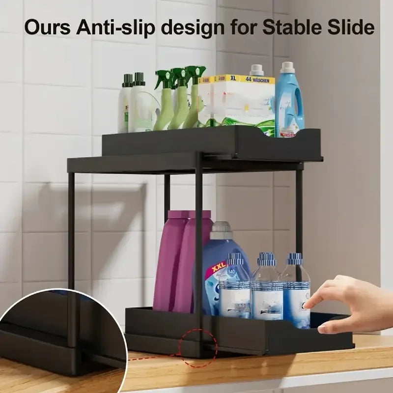 2-Tier Sliding Organizer for Under Sink & Countertop Storage