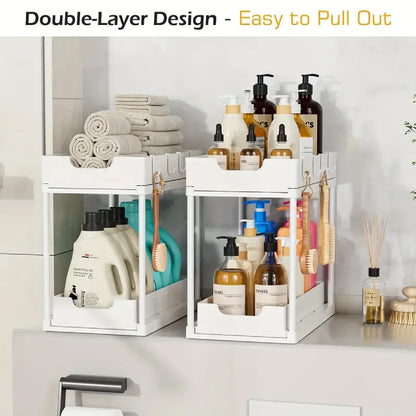 2-Tier Sliding Organizer for Under Sink & Countertop Storage