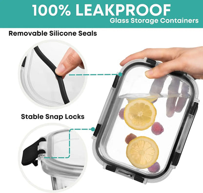30-Piece Glass Containers for Fresh Food Storage & Lunches