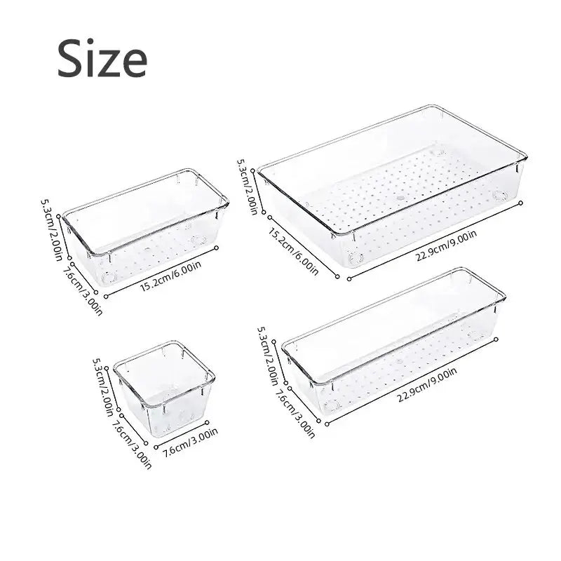 7-14 Piece Clear Makeup Organizer Set for Drawers & Desk