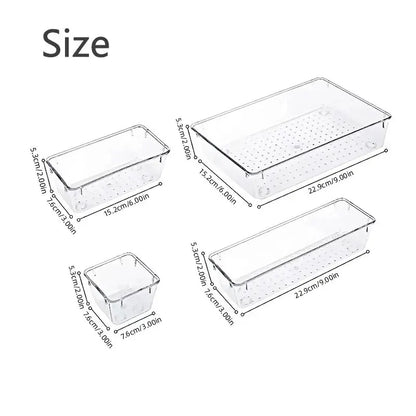 7-14 Piece Clear Makeup Organizer Set for Drawers & Desk