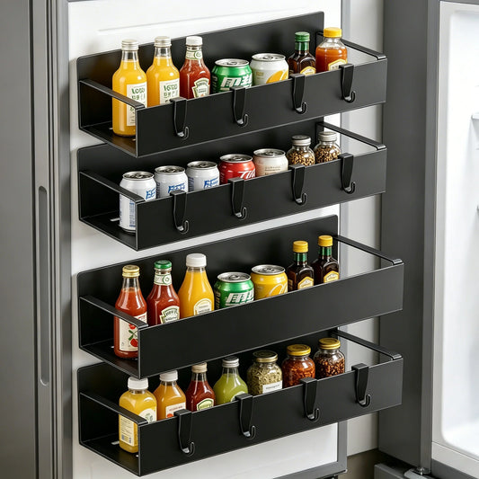 Fridge Magnetic Shelf with Hooks – Space-Saving Organizer