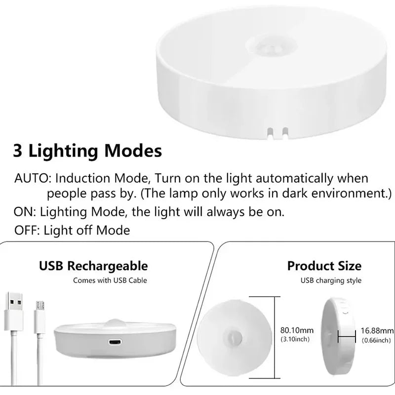 Motion Sensor LED Night Light – Rechargeable & Wireless