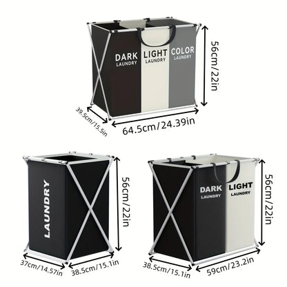 3-Section Laundry Hamper – Foldable Clothes Organizer Bin