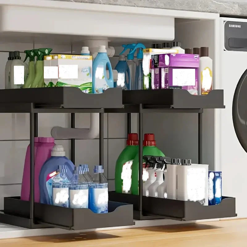 2-Tier Sliding Organizer for Under Sink & Countertop Storage