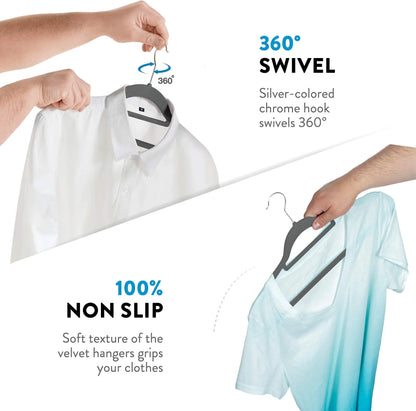 Premium Velvet Hangers – Slim, Non-Slip Space Saving Set