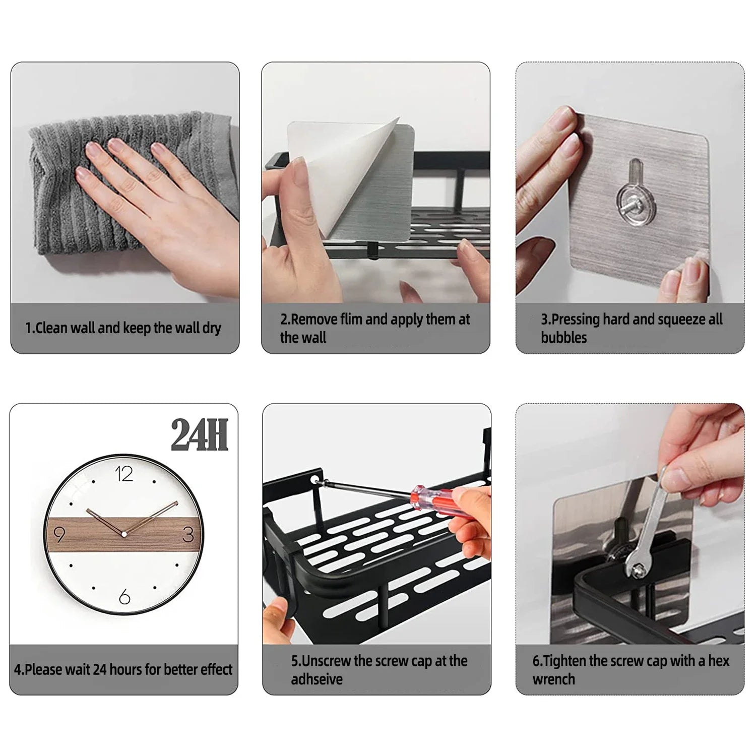 Wall Mounted Bathroom Shelf – No Drill Shower Organizer