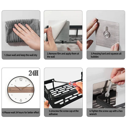 Wall Mounted Bathroom Shelf – No Drill Shower Organizer