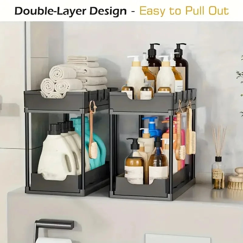2-Tier Sliding Organizer for Under Sink & Countertop Storage