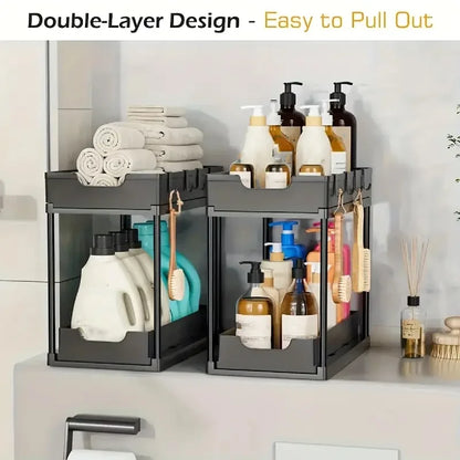 2-Tier Sliding Organizer for Under Sink & Countertop Storage