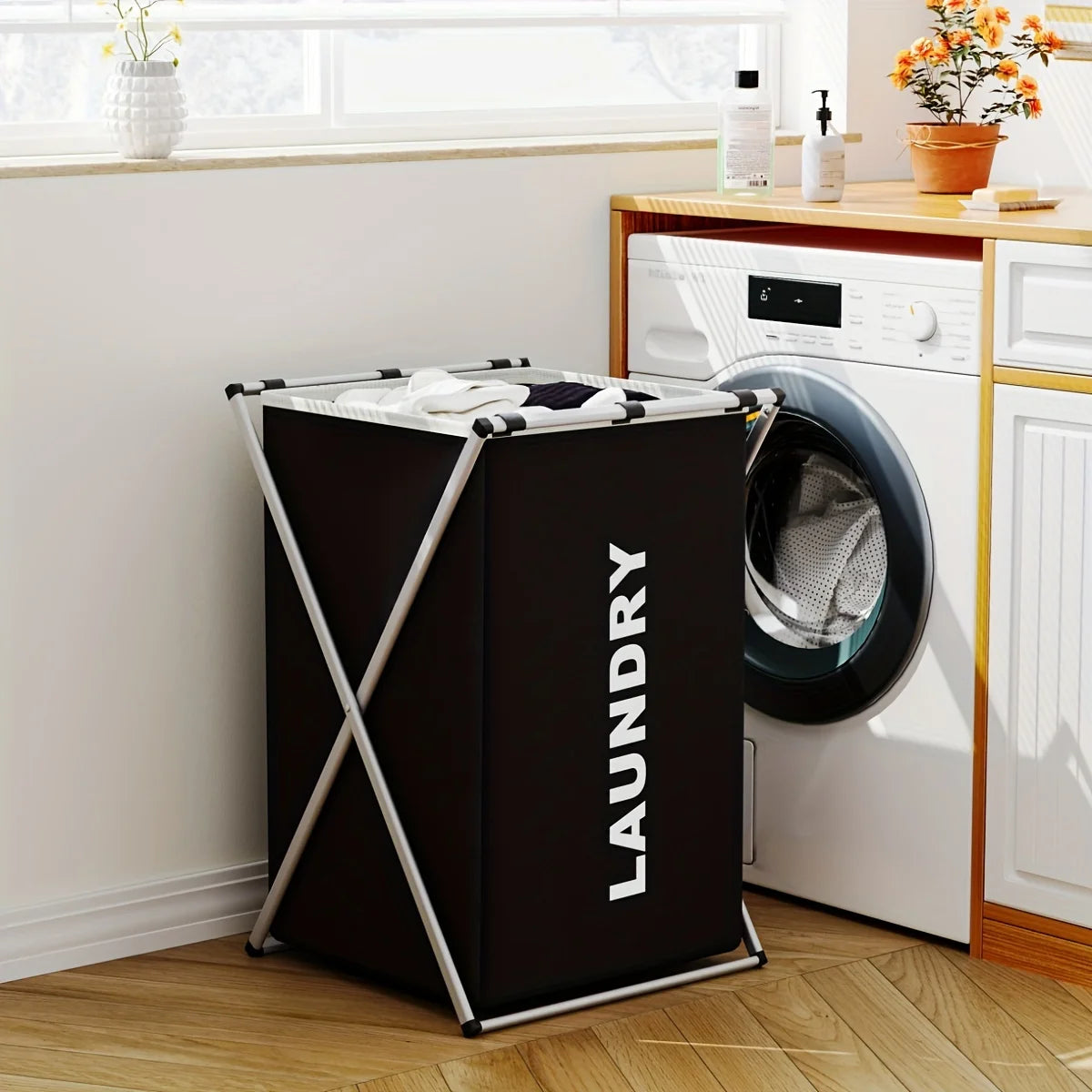 3-Section Laundry Hamper – Foldable Clothes Organizer Bin