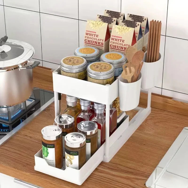 2-Tier Sliding Organizer for Under Sink & Countertop Storage
