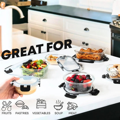 30-Piece Glass Containers for Fresh Food Storage & Lunches