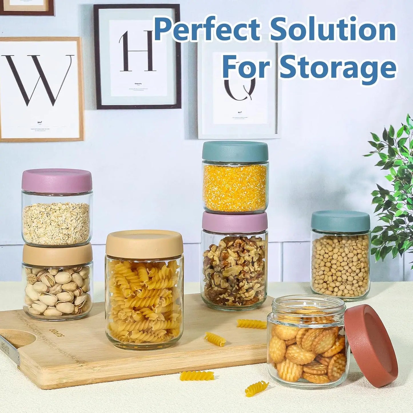 12-Pack Glass Jars for Breakfast Prep & Kitchen Organization