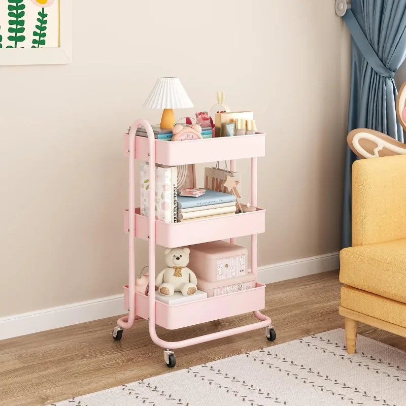 3-Tier Rolling Cart for Kitchen, Bathroom & Home Storage