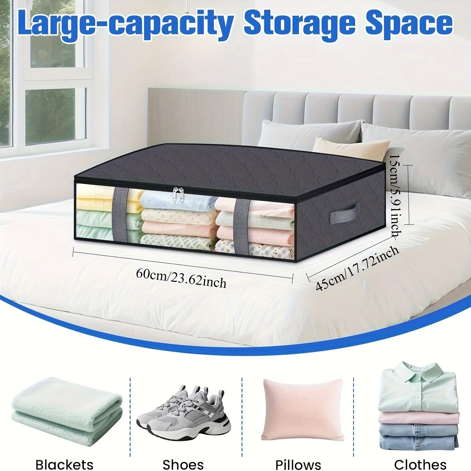 4-Pack Under Bed Storage Bags – Space Saving Organizer