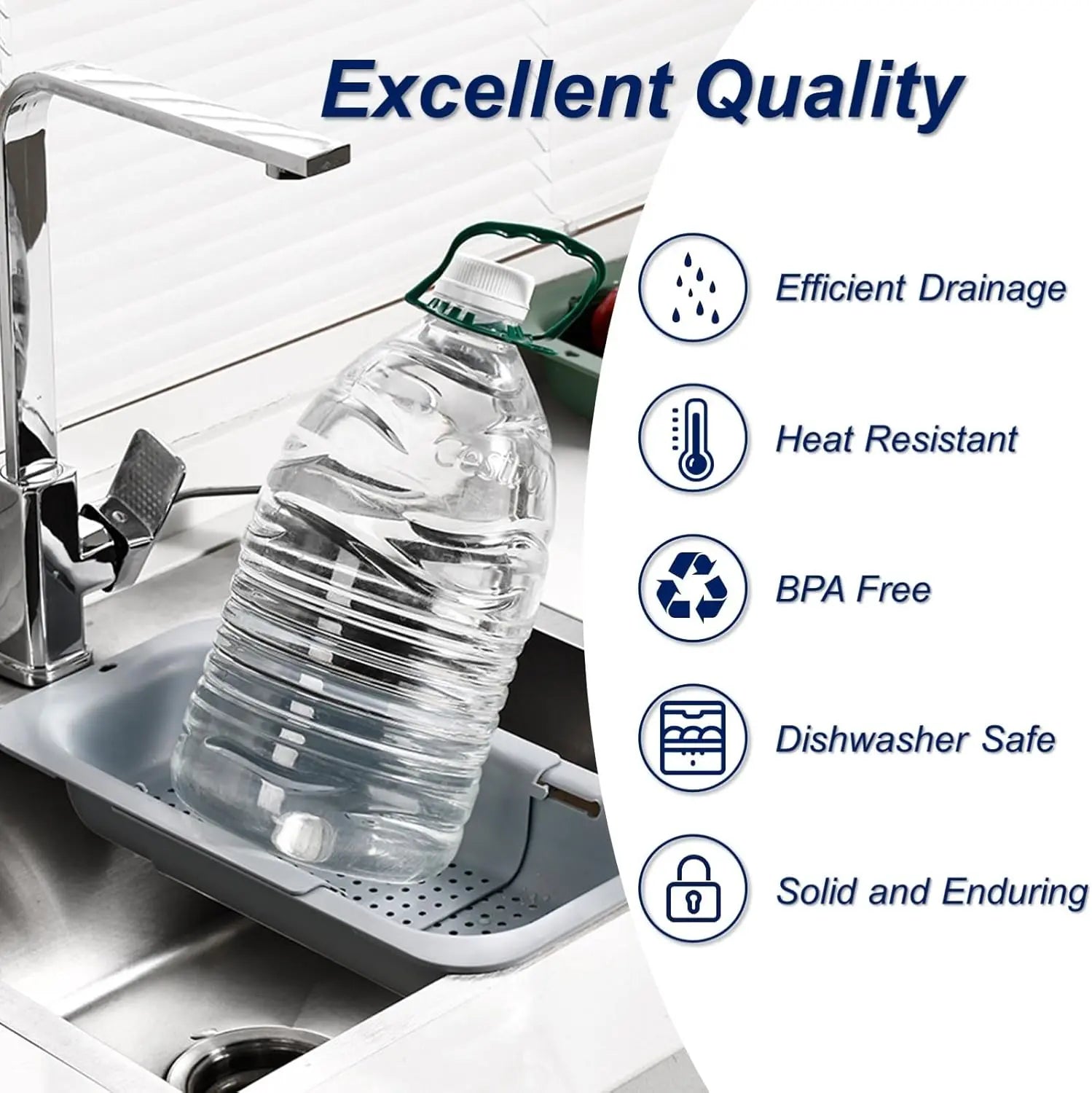 Collapsible Drain Basket, Kitchen Sink Strainer, Vegetable Wash Basket, Storage Rack, Fruit and Vegetable Drain Basket, Milky White, Draining Utensils,