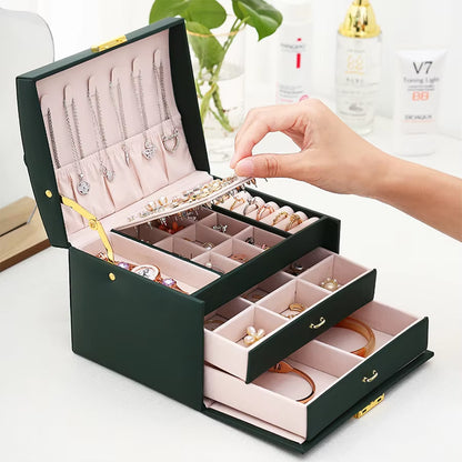 Lockable 3-Tier Jewelry Organizer – Travel & Home Use