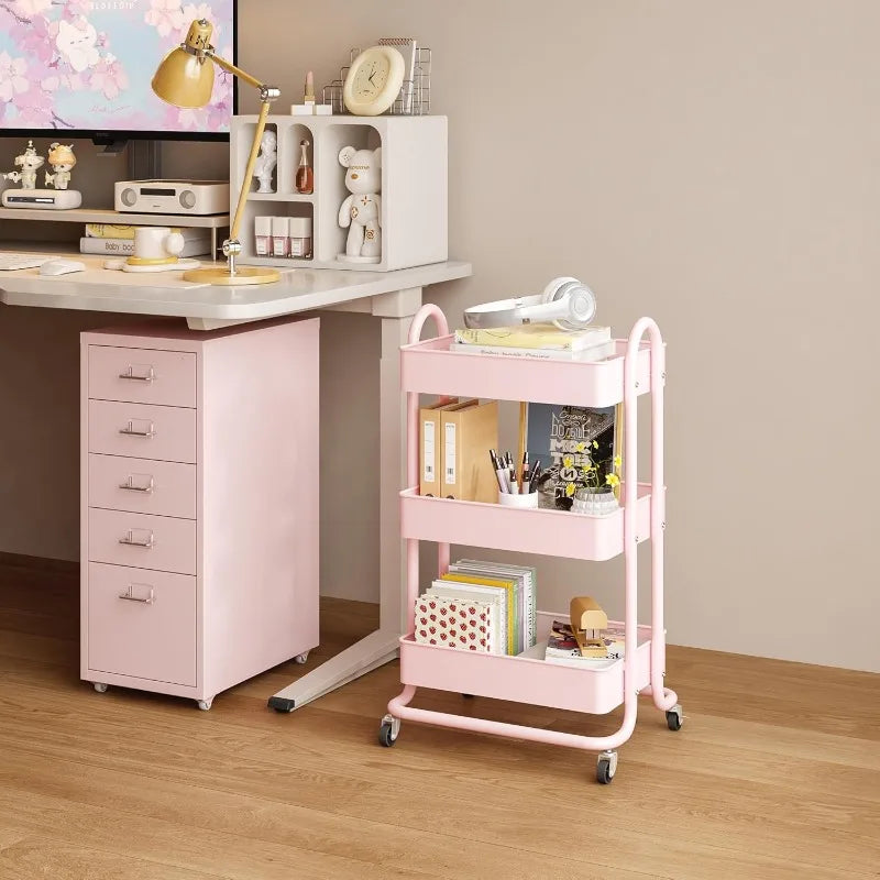3-Tier Rolling Cart for Kitchen, Bathroom & Home Storage