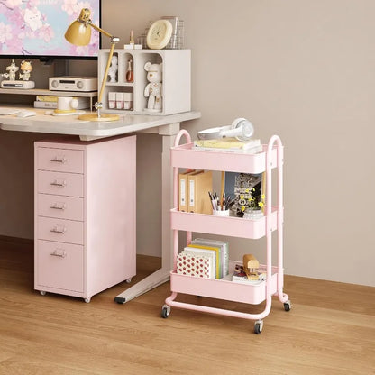 3-Tier Rolling Cart for Kitchen, Bathroom & Home Storage