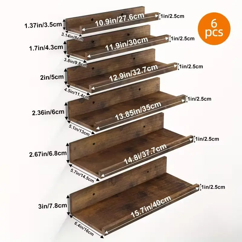 Wooden Floating Shelves Set – Easy Storage & Home Decor