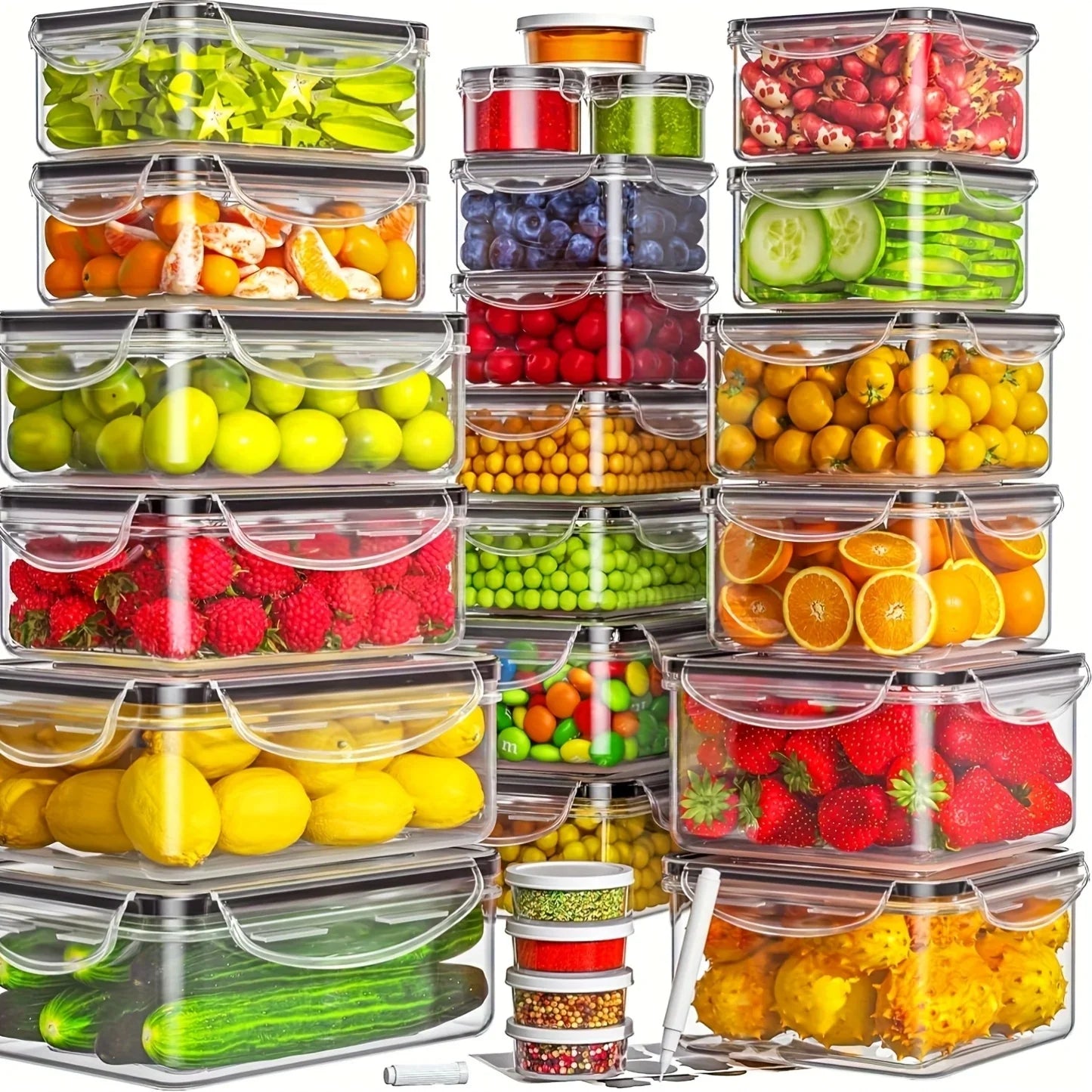 48-Piece Food Storage Set for Pantry & Kitchen Organization